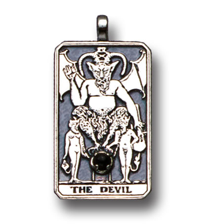 Devil Sterling Silver Tarot Card Pendant - Large