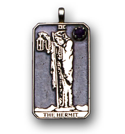 Large Hermit Sterling Silver Tarot Card Pendant
