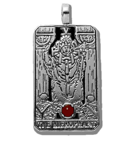 The Hierophant Sterling Silver Tarot Card Pendant - Large