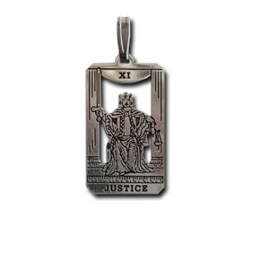 Justice Sterling Silver Tarot Card Pendant - Small