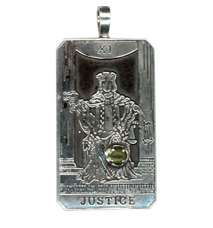 Justice Sterling Silver Tarot Card Pendant - Large