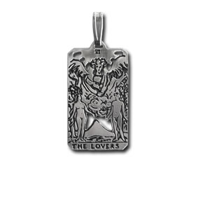 Lovers Sterling Silver Tarot Card Pendant - Small