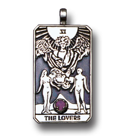 The Lovers Sterling Silver Tarot Card Pendant