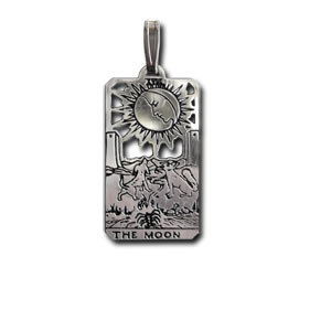 Moon Sterling Silver Tarot Card Pendant - Small