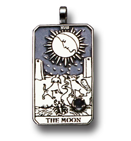 Moon Sterling Silver Tarot Card Pendant - Large