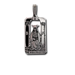 The High Priestess Sterling Silver Tarot Card Pendant - Small