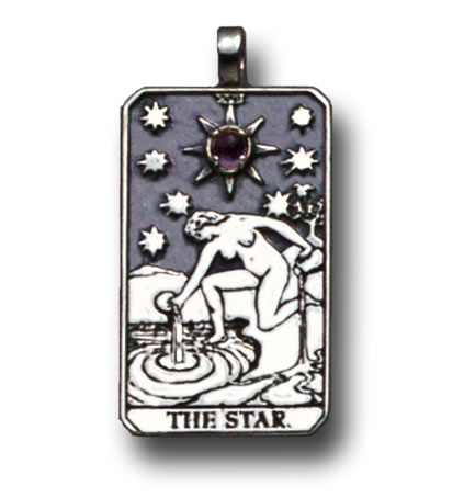Star Sterling Silver Tarot Card Pendant - Large