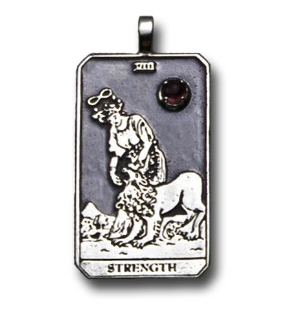 Strength Sterling Silver Tarot Card Pendant - Large