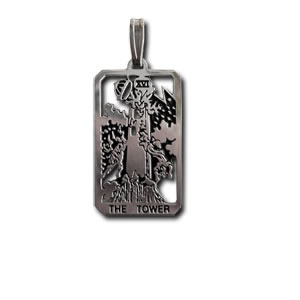 Tower Sterling Silver Tarot Card Pendant - Small