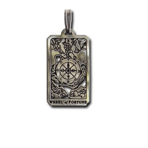 Wheel of Fortune Sterling Silver Tarot Card Pendant - Small