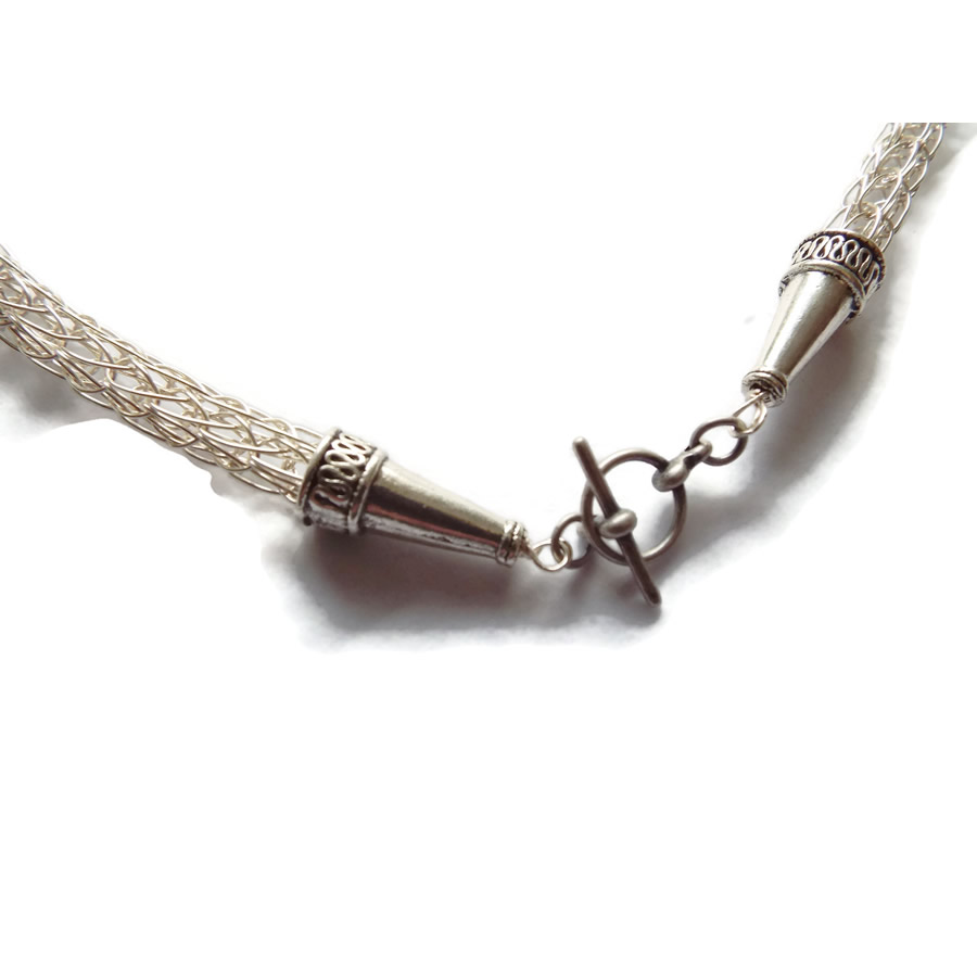 Plain Silver Viking Knit Necklace
