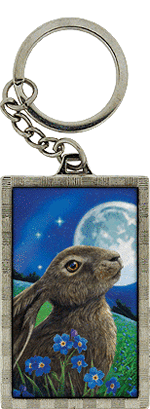 Blue Moon Hare White Owl 3D Key Ring