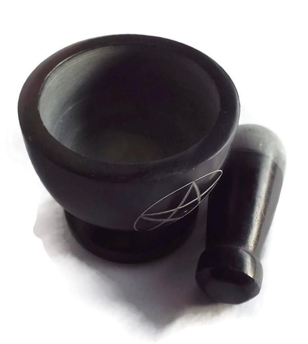 Black Soapstone Pestle and Mortar Top View