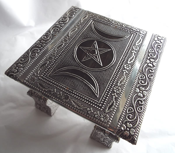 Silver Table with Triple Moon and Pentagram Top View