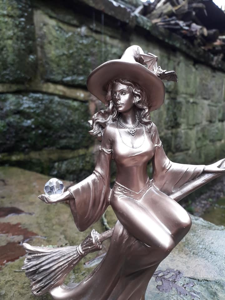 Witch on Broomstick with Crystal Ball