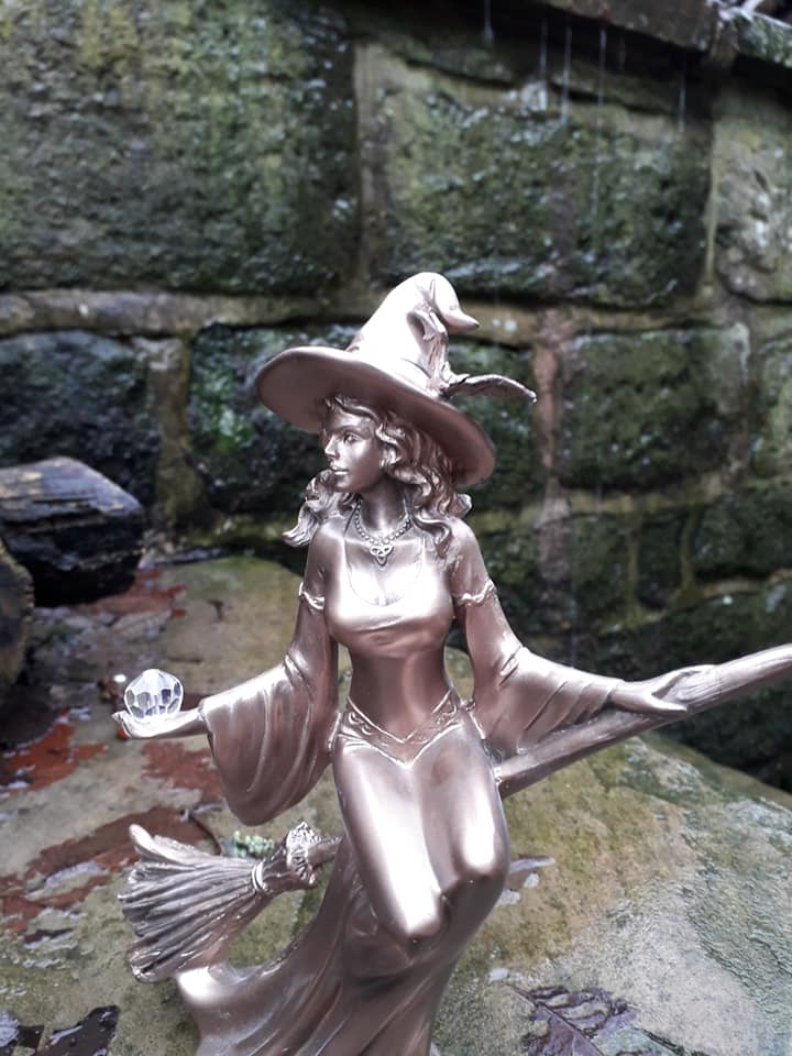 Witch on Broomstick with Crystal Ball