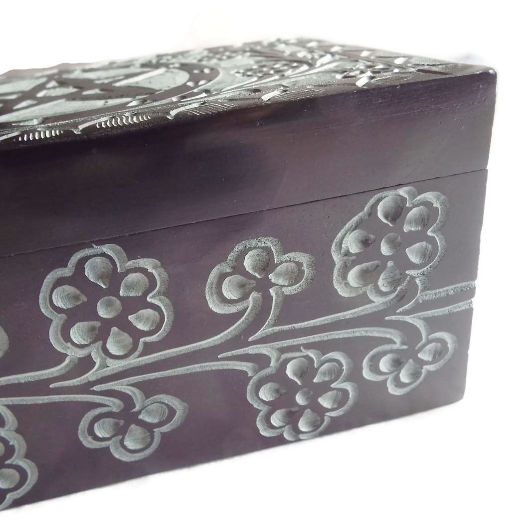 Black Soapstone Carved Box with Pentacle Side View