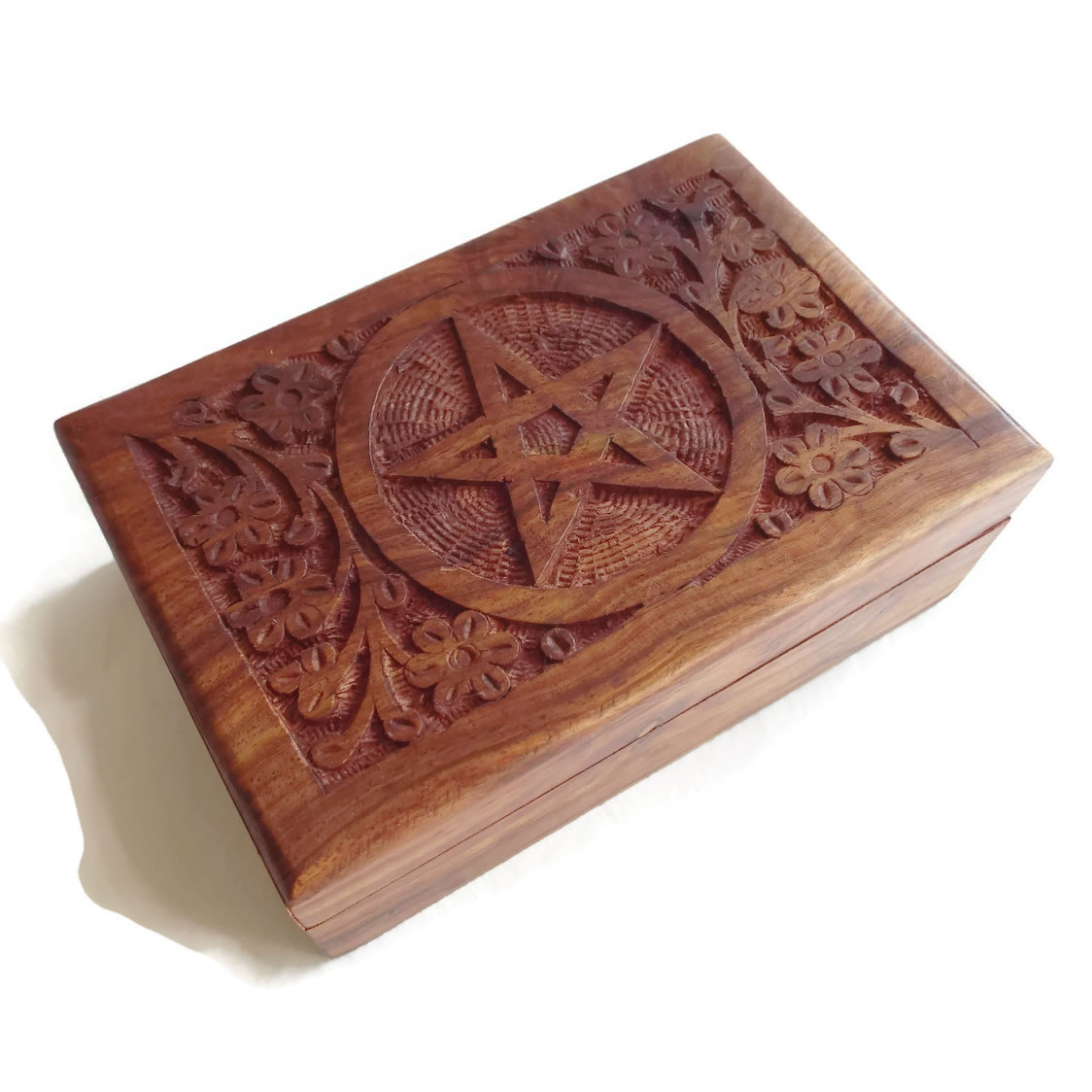 Wooden Carved Box with Pentacle