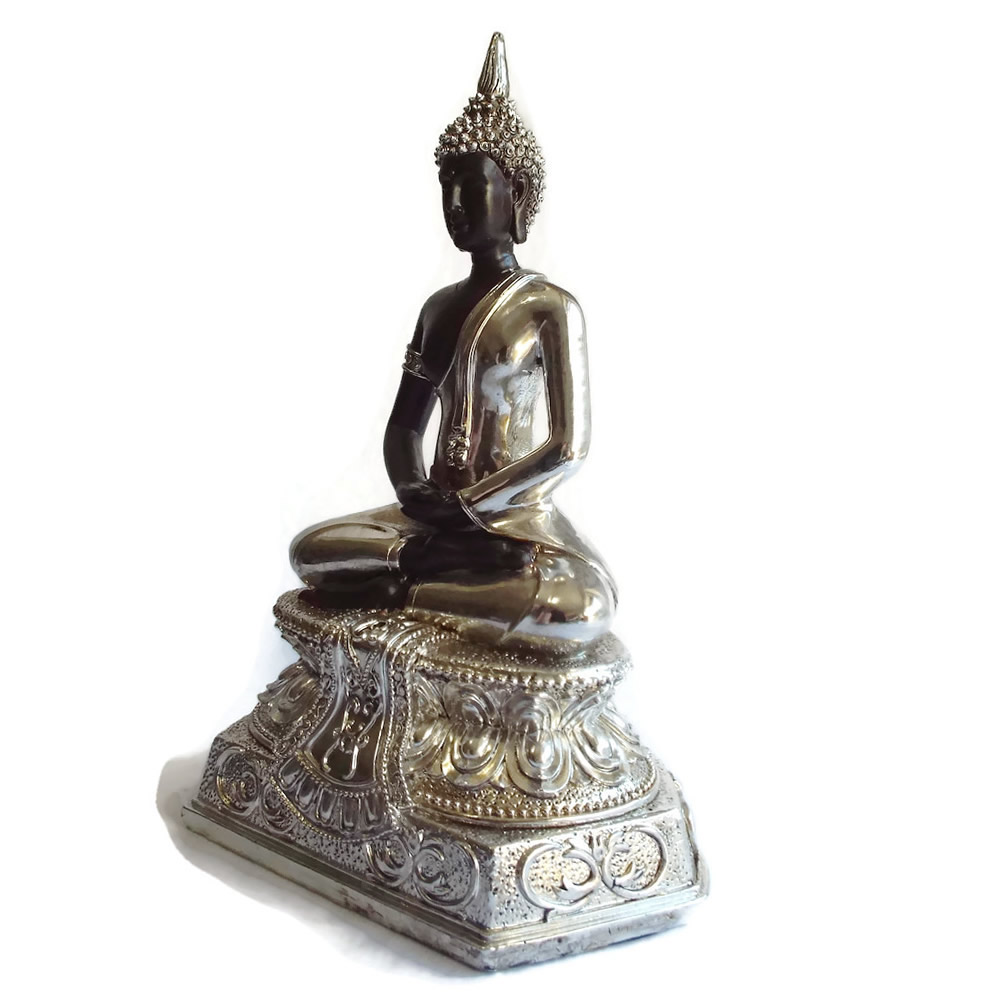 Large Silver Thai Buddha Figure Side 2