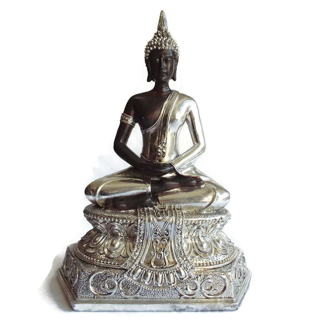 Large Silver Thai Buddha Figure