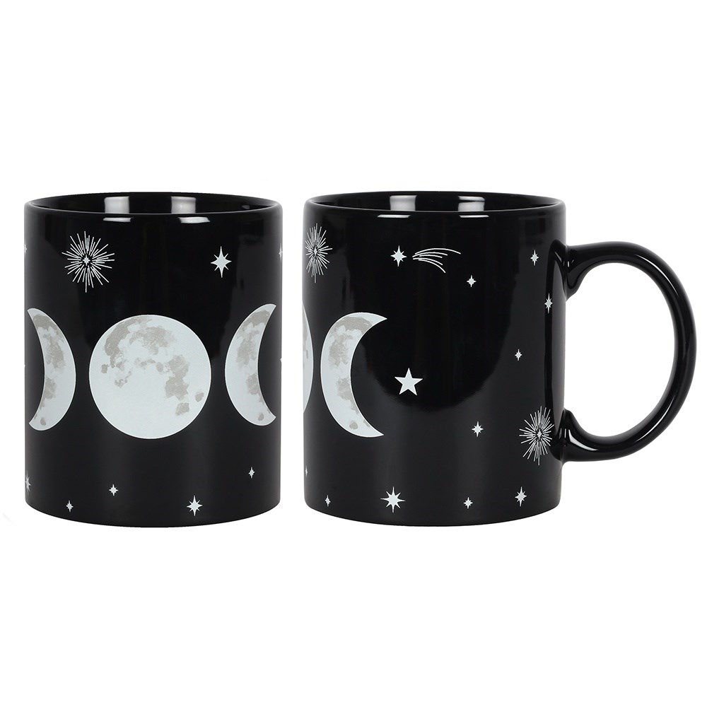Triple Moon Black Ceramic Mug