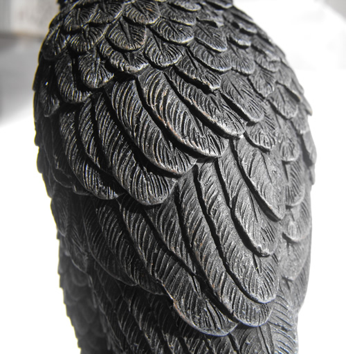 Perching Raven Figurine Feather Detail