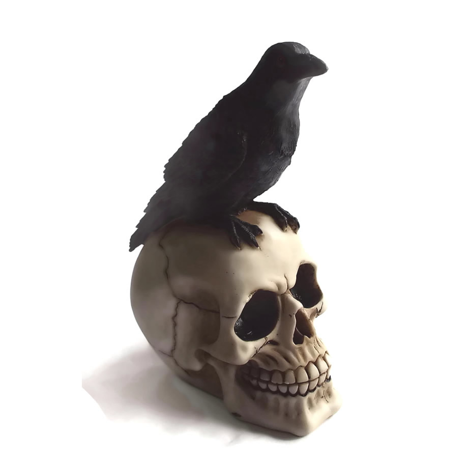 Naturalistic Raven on Skull Ornament