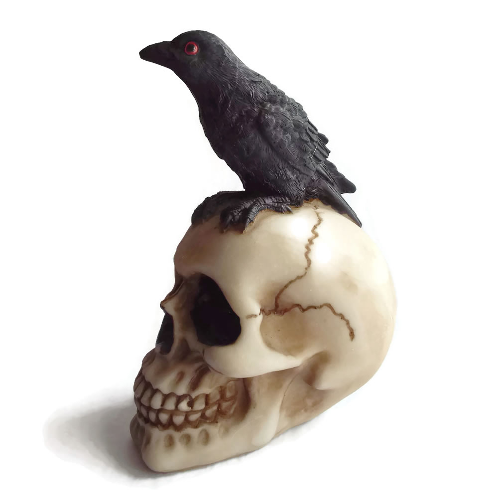 Naturalistic Raven on Skull Ornament