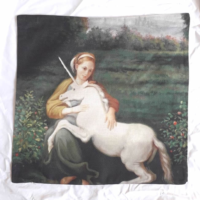 Lady and Unicorn Cushion Cover Flat