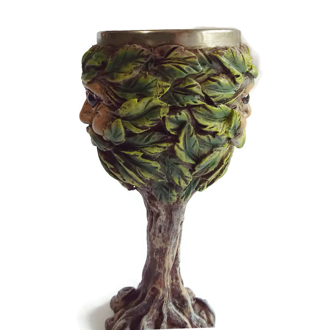 Eyes of the Forest Green Man Goblet Foot
