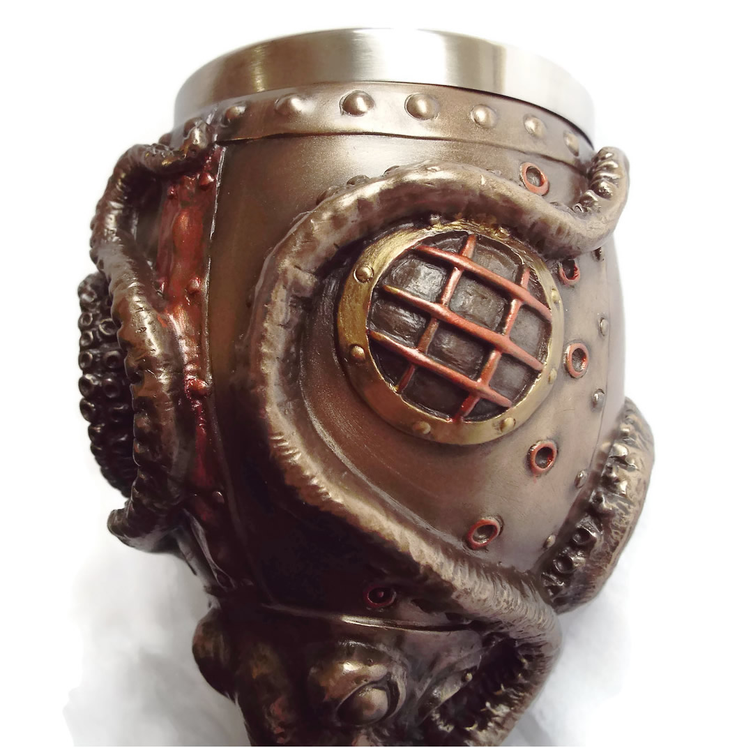 Vessel of the Deep Steampunk Octopus Goblet Detail