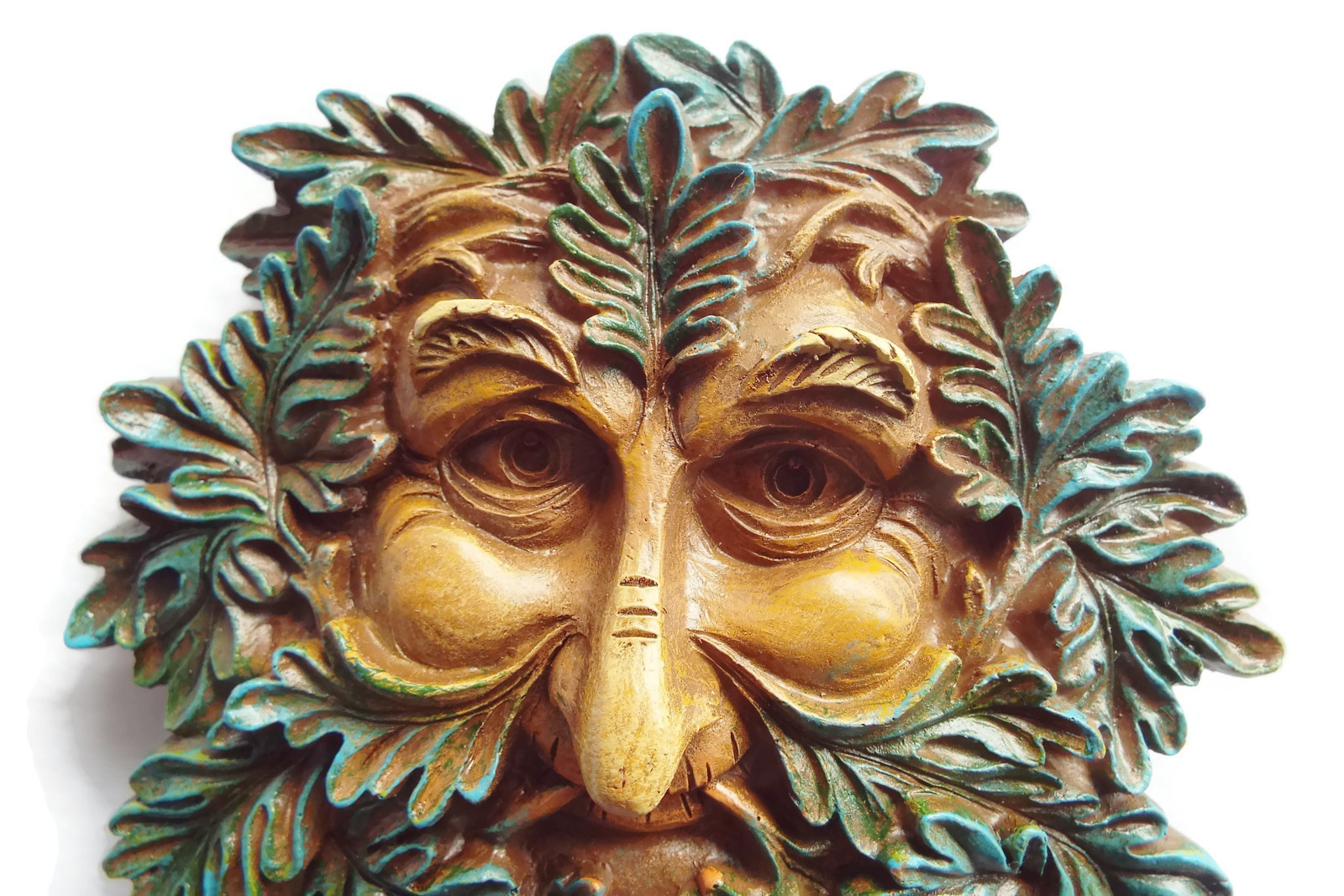 Oak Guardian Green Man Plaque Detail