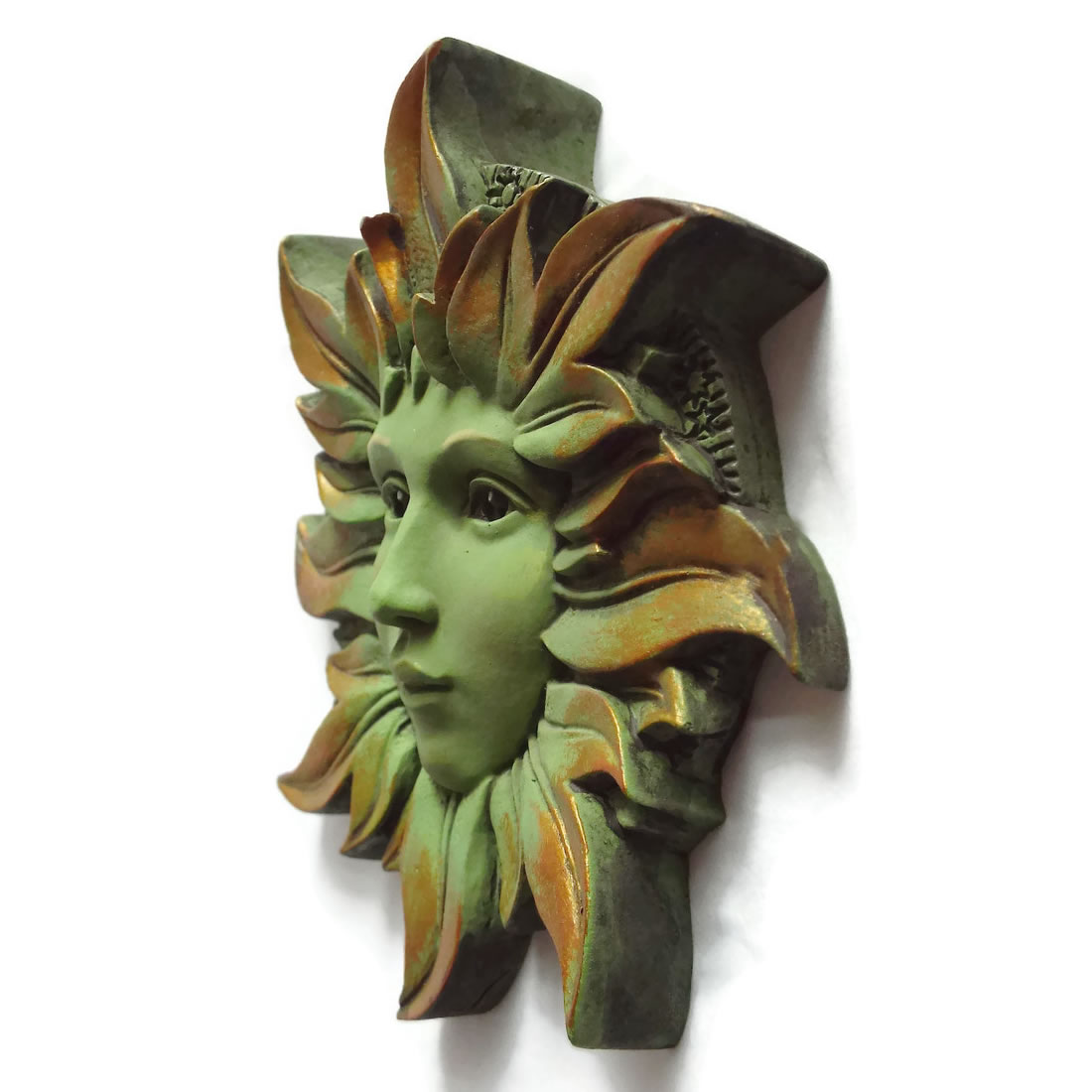 Solstice Green Man Plaque Side View