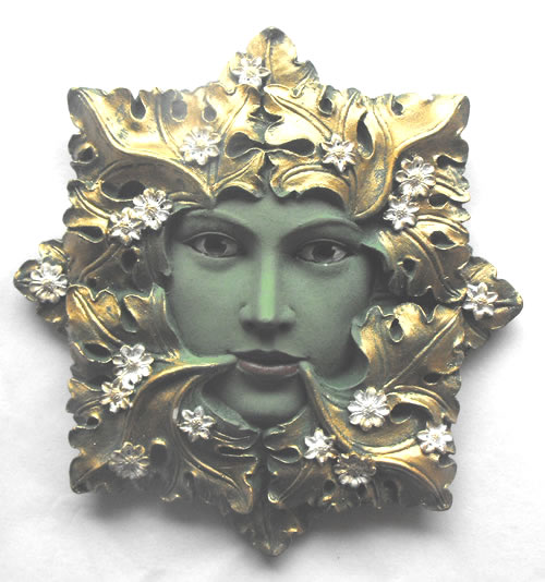 Flora Green Lady Wall Plaque