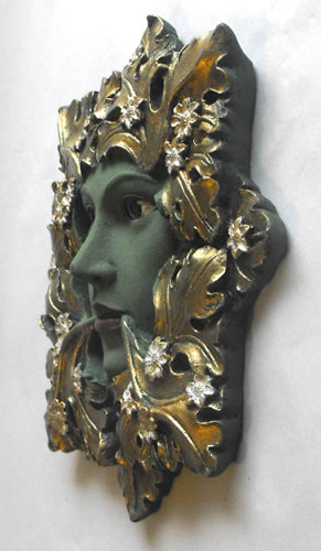 Flora Green Lady Wall Plaque Side View