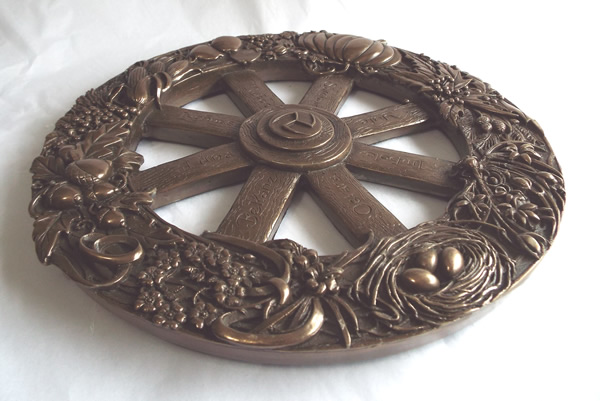 Wheel of the Year Bronze Wall Ornament Side View