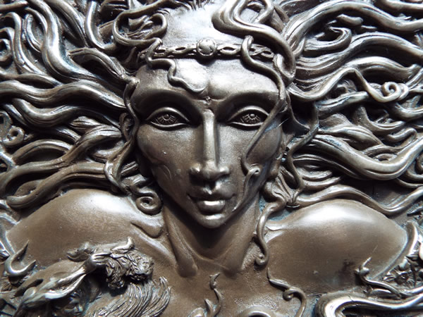 Goddess Cerridwen Bronze Wall Ornament Detail