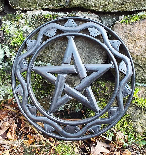 Carved Wood Pentacle Wall Ornament