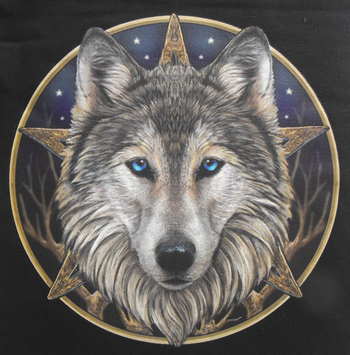 Wolf Face Black Cotton Bag for Tarot and Oracle Cards