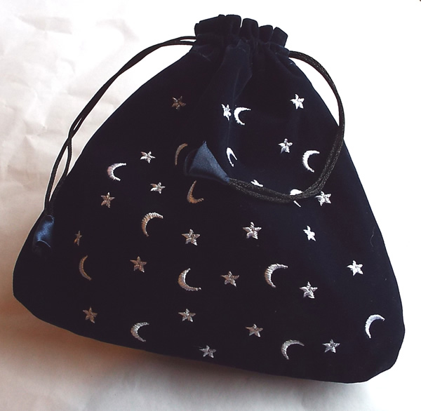 Moon and Stars Velvet Bag for Tarot and Oracle Cards Detail