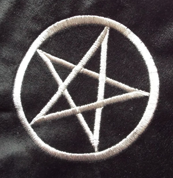 Silver Pentacle Velvet Bag for Tarot and Oracle Cards Detail