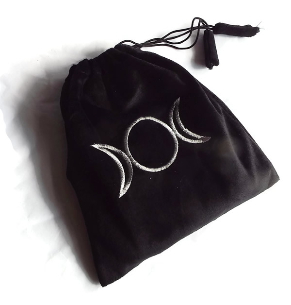 Black Triple Moon Velvet Bag for Tarot and Oracle Cards
