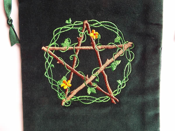 Nature Pentacle Velvet Bag for Tarot and Oracle Cards Detail