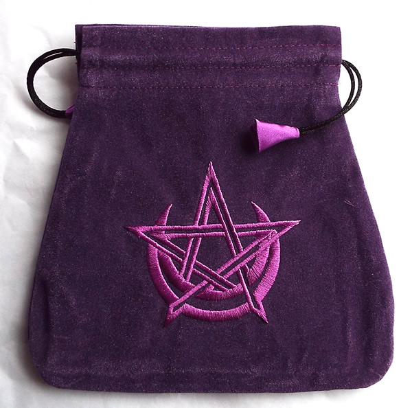 Wiccan Moon and Pentagram Velvet Bag for Tarot and Oracle Cards