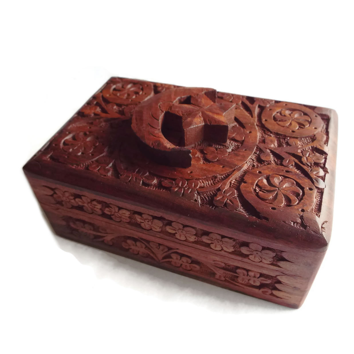 Carved Wooden Box with Moon and Star
