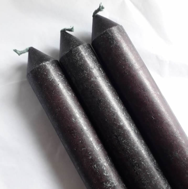 Black Forest 9 Inch Black Candles with Essential Oils - Box of Three