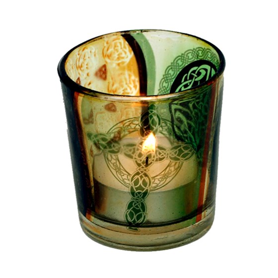 Celtic Design Glass Votive and T-Light Holder