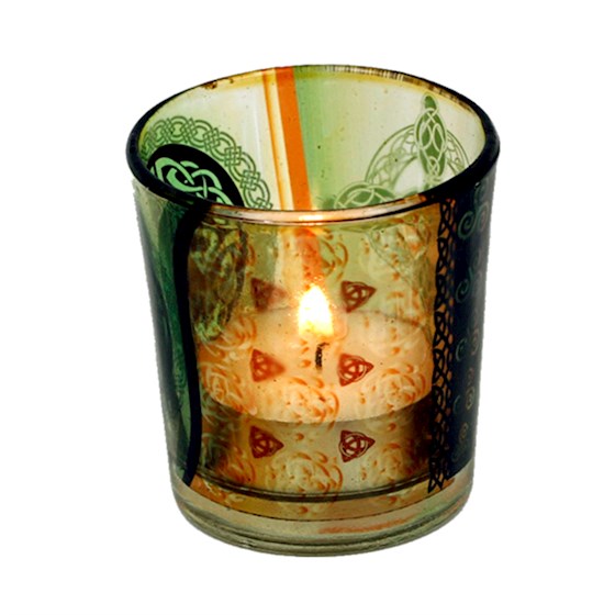 Celtic Design Glass Votive and T-Light Holder