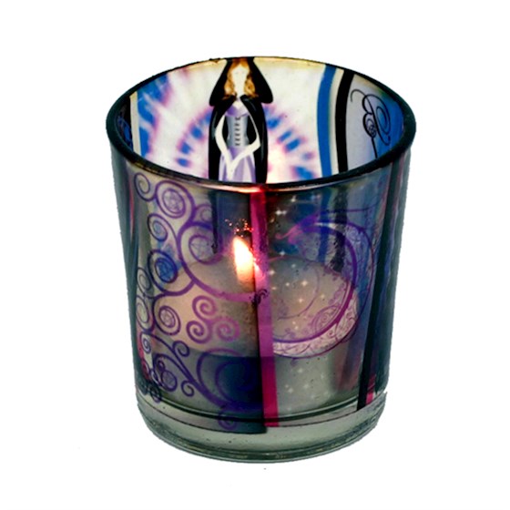 Witch Design Glass Votive and T-Light Holder