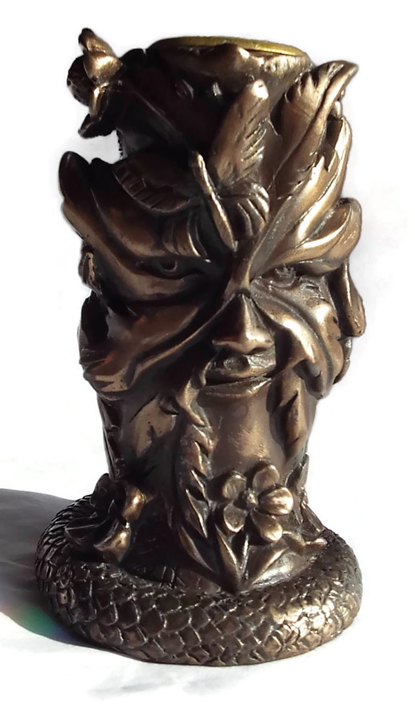 Bronze Green Man Candle Holder